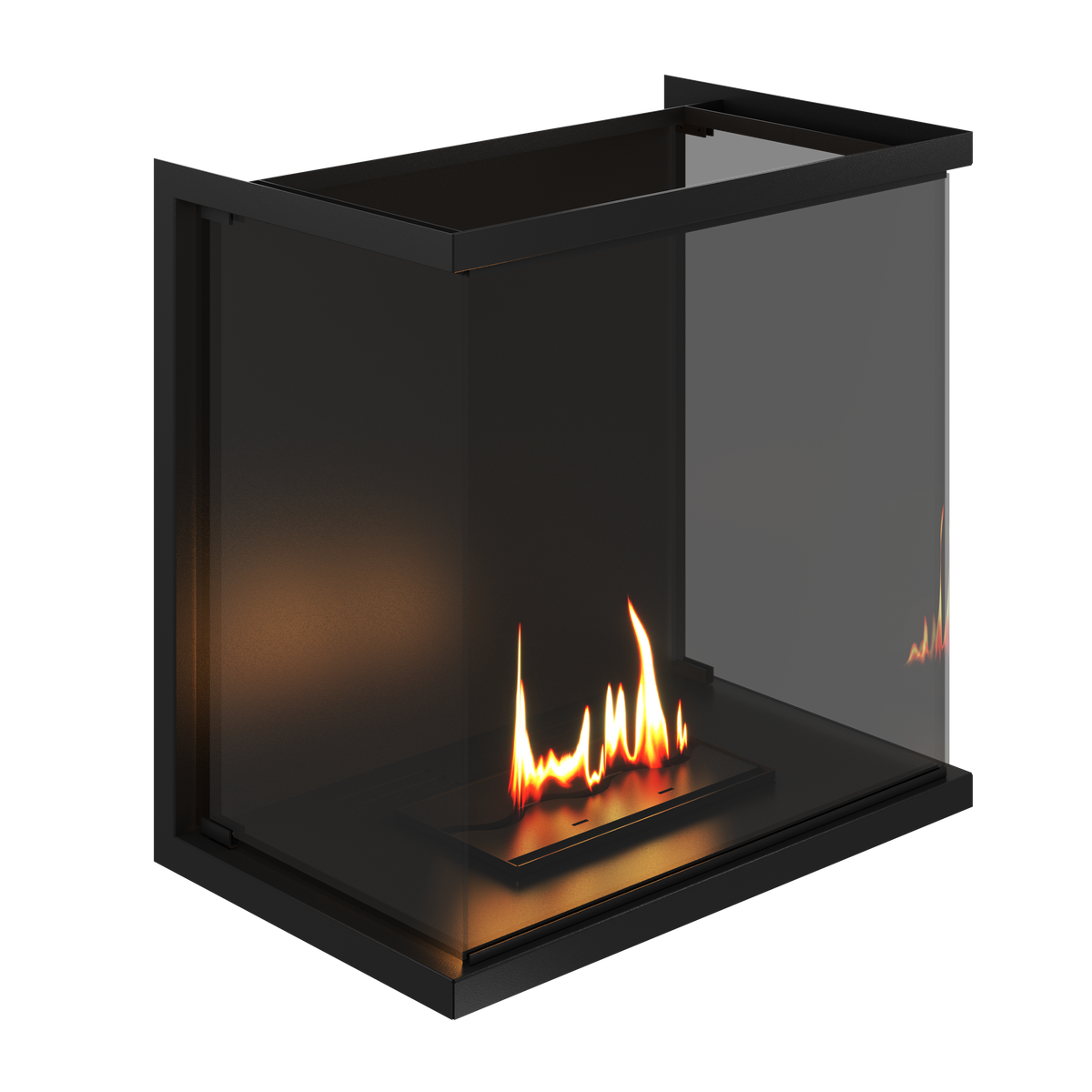 Wild Flame Made driezijdige bio-ethanol inbouwhaard met volle glas 60 cm – sfeerfoto