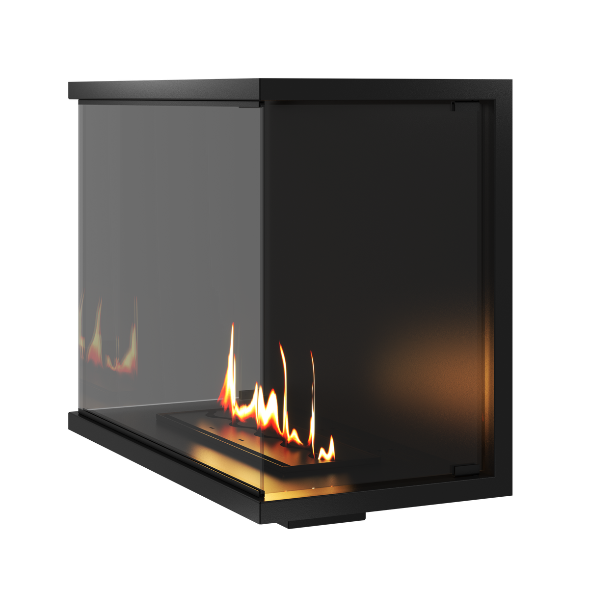 Wild Flame Made driezijdige bio-ethanol inbouwhaard met volle glas 90 cm – sfeerfoto