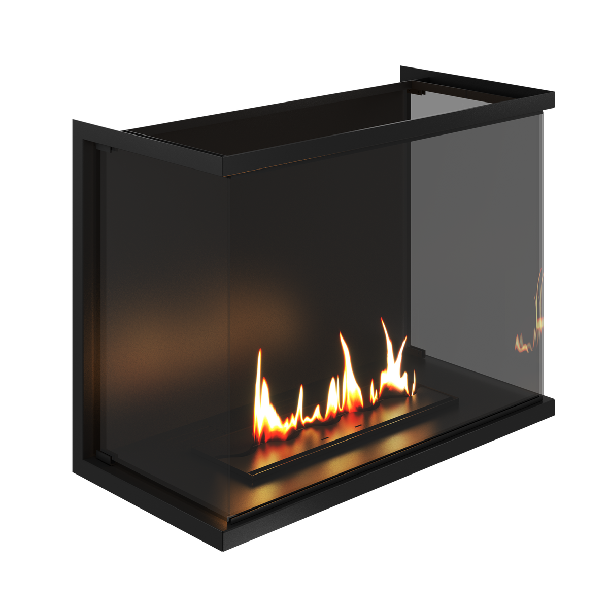 Wild Flame Made driezijdige bio-ethanol inbouwhaard met volle glas 80 cm – sfeerfoto