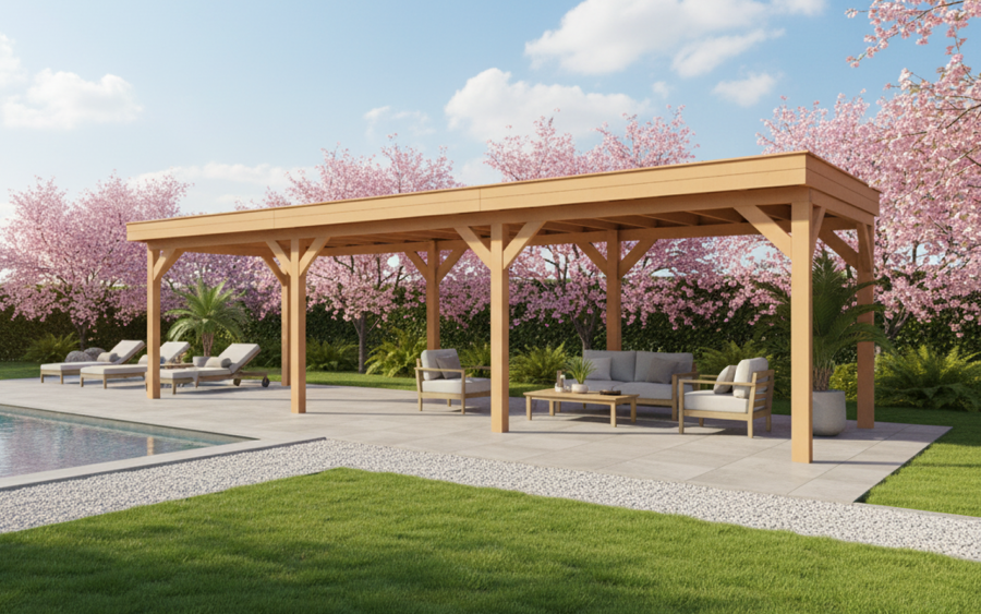 YARD Outdoor SUBLIME overkapping plat dak 900x400 cm Douglas blank