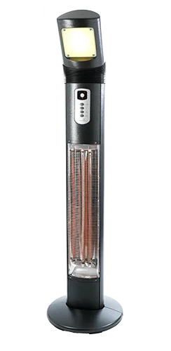 Apollo infrarood terrasverwarmer voor buiten op een modern terras – luxe staande heater van Chique Buiten Leven