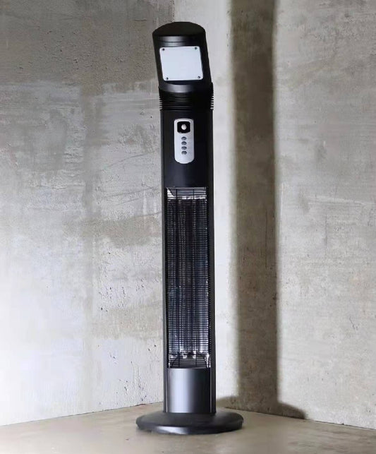 Close-up van de Apollo infrarood terrasverwarmer – stijlvol design in geborsteld metaal
