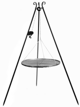 Driepoot grill 180 cm met lier en 50 cm grillrooster van natuurstaal | CookKing