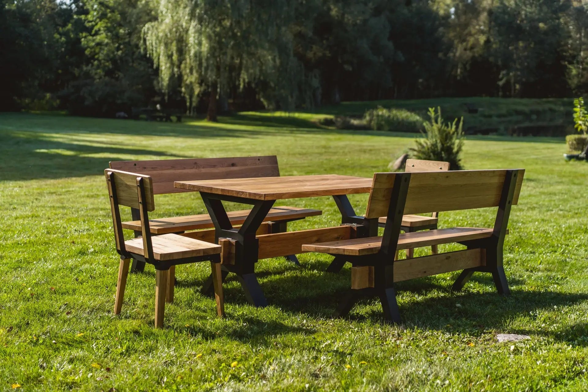 MASURIA COUNTRY Tafel 160x80 – Landelijke Houten Eettafel voor Buiten - Chique Buiten Leven - Masuria - Tuintafel