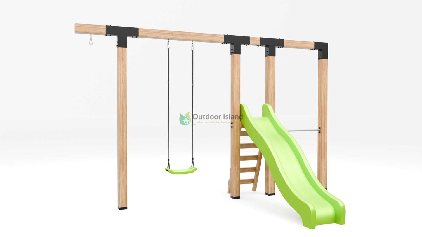 Premium Douglas Houten Schommel met Glijbaan Waldo | Outdoor Island 400 cm