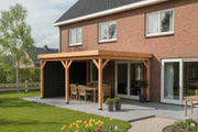 Douglas houten overkapping plat dak Grandiose YARD Outdoor 600x270