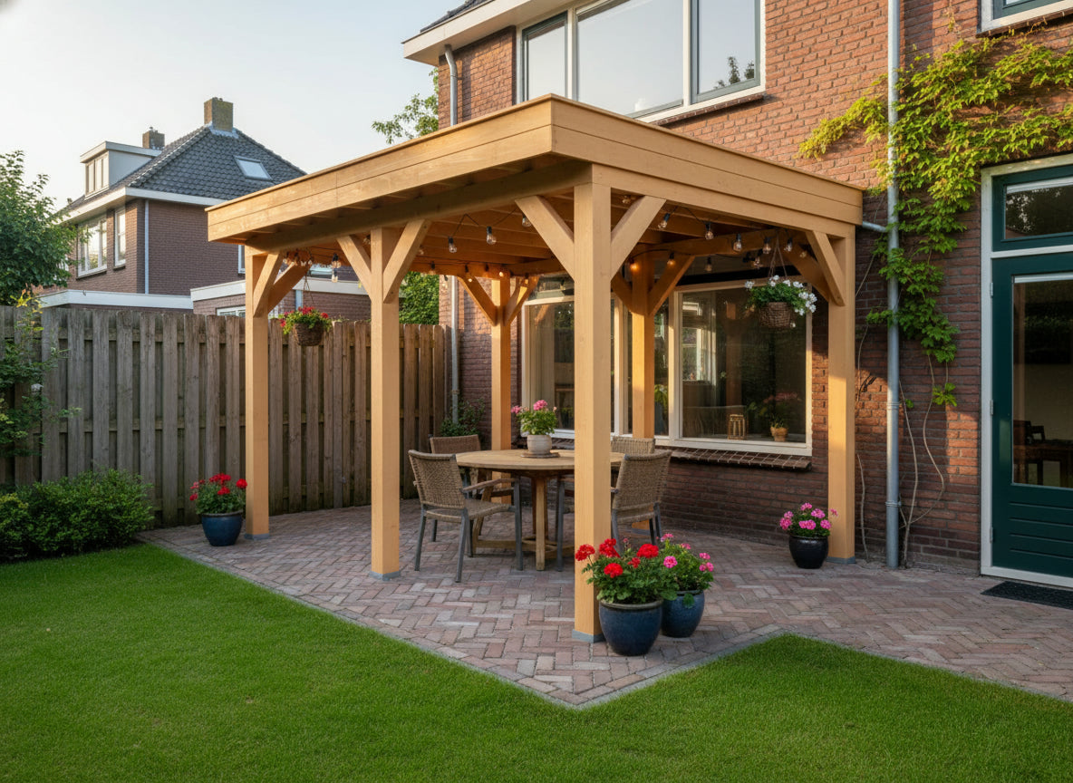 Douglas houten overkapping plat dak Sublime YARD Outdoor 400x300