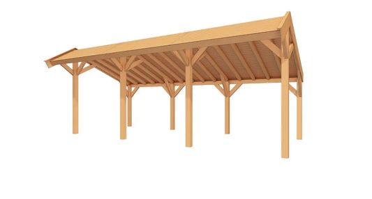 Douglas houten Kapschuur Sublime Yard Outdoor 750x350 - met Onbehandelde Rabatwanden