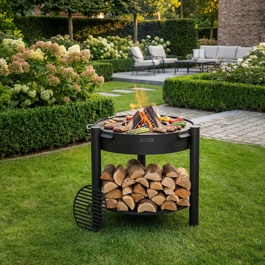 Hoge vuurschaal MONTANA 80 cm met grillplaat 78 cm en grillrooster 37 cm | CookKing