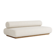 Modulaire buitenbank 3-zits van teak met weerbestendige kussens in vanilla stof – Tatami Sofa Jardinico op modern terras