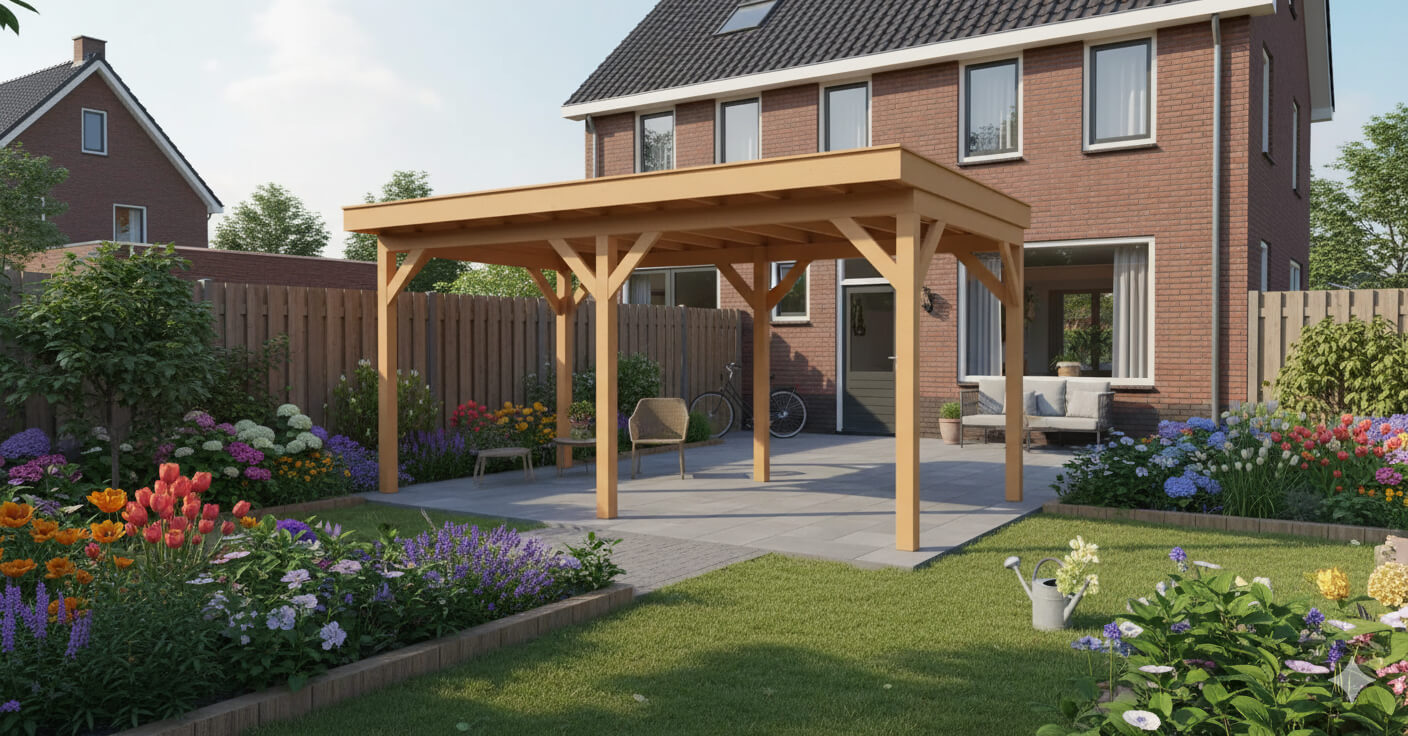Douglas houten overkapping plat dak Grandiose YARD Outdoor 500x270