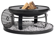 Vuurschaal VIKING 80 cm met grillplaat en ronde decoratieve steenbasis | CookKing
