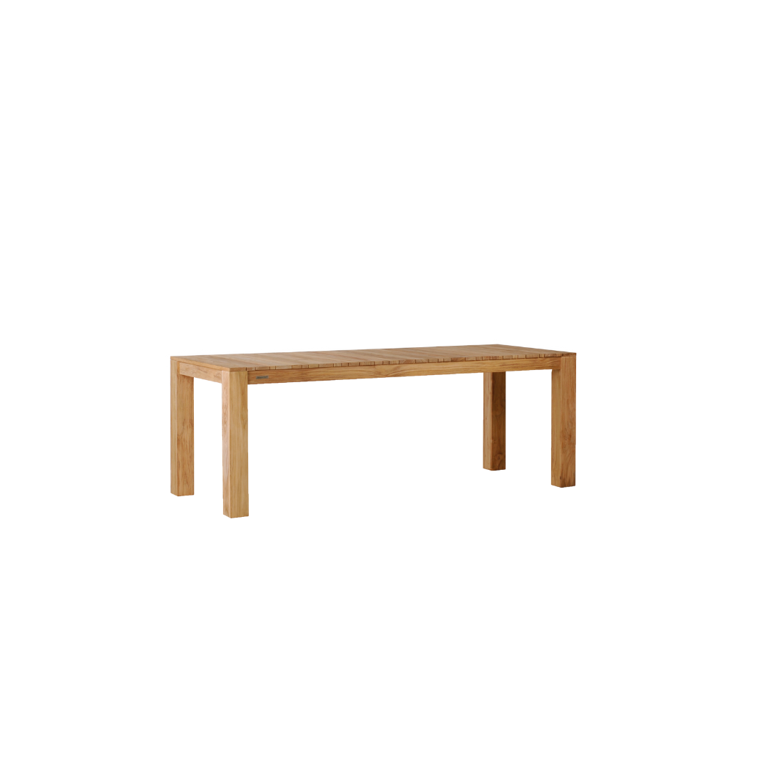Jardinico Tecca tuintafel 160 x 80 cm – smalle en elegante teakhouten eettafel, perfect voor balkons en compacte terrassen.