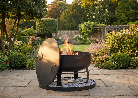 Vuurschaal Viking XXL 80 cm met deksel en ronde stalen bodemplaat 100 cm | CookKing