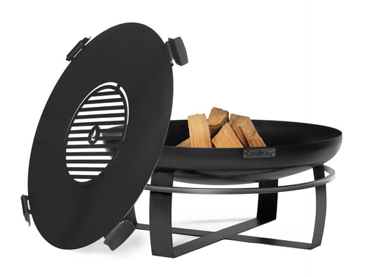 Vuurschaal VIKING 80 cm met grillplaat en ronde decoratieve steenbasis | CookKing