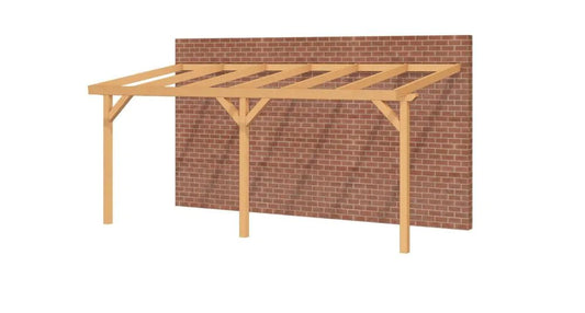 Aanbouwveranda van Douglashout met 3 Staanders | YARD Outdoor | Oblique Schuin Dak YARD Outdoor