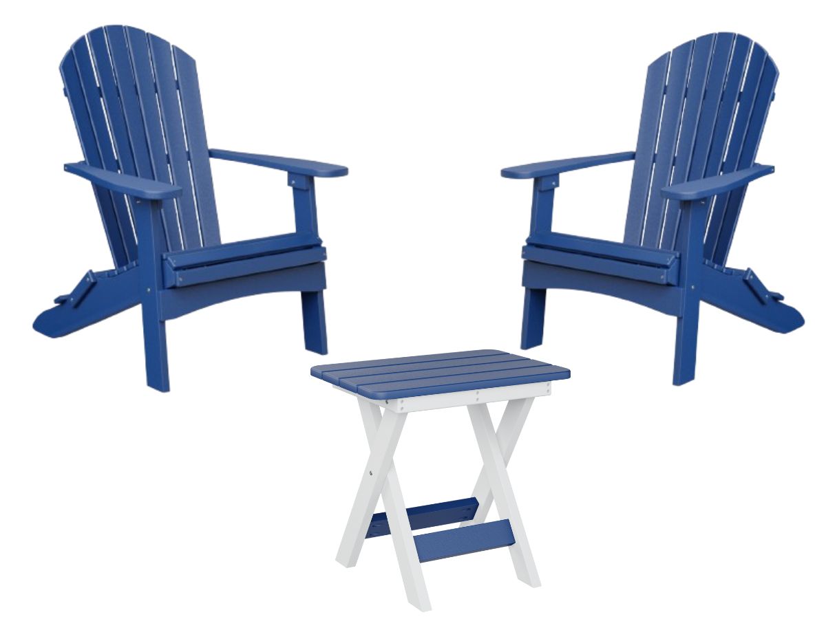 Adirondack Stoelen Set van Kunststof met Inklapbare Tafel | Berlin Gardens