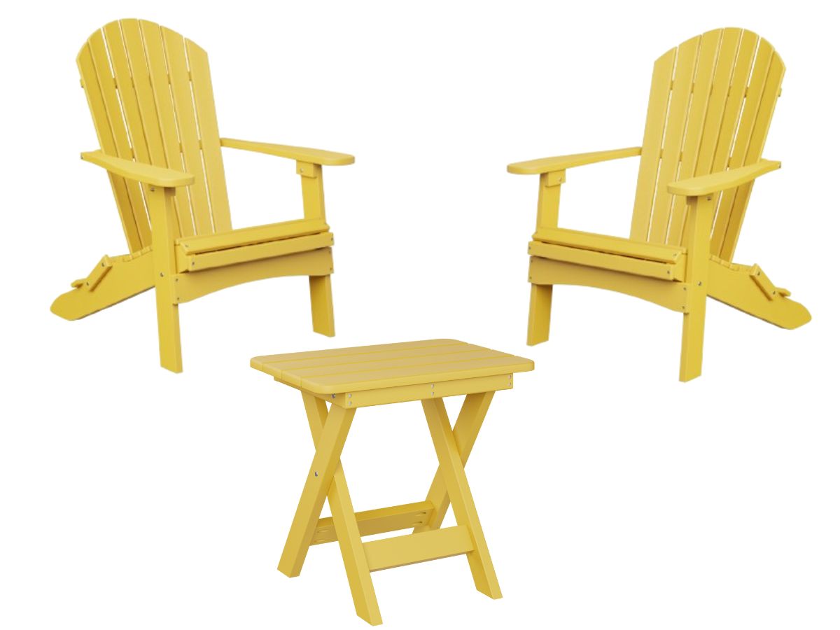 Adirondack Stoelen Set van Kunststof met Inklapbare Tafel | Berlin Gardens