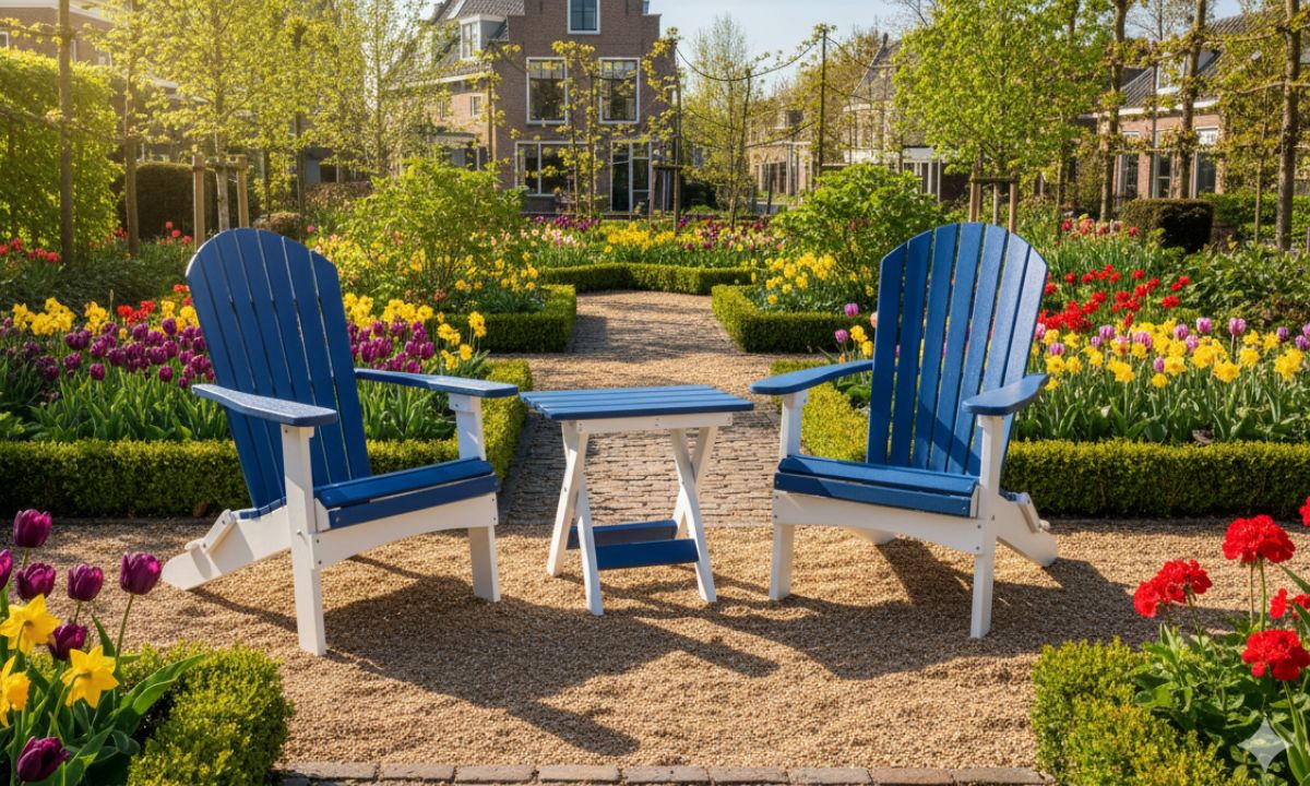 Adirondack Stoelen Set van Kunststof met Inklapbare Tafel | Berlin Gardens