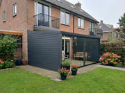 Aluminium Veranda met Glasdak 460x300 cm – Yard Velvetline met Aluminium Zijwanden en Glazen Schuifwan