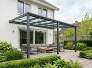 Aluminium Veranda met Glasdak en 3 staanders - 560 x 350 cm
