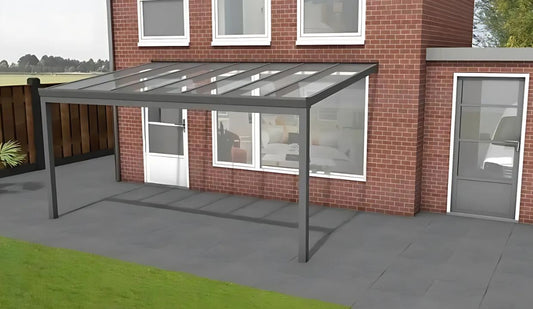 Aluminium veranda met glasdak - 500x300 cm op 2 staanders | Langere overspanning zonder extra kosten - Chique Buiten Leven - YARD Outdoor - Aluminium veranda