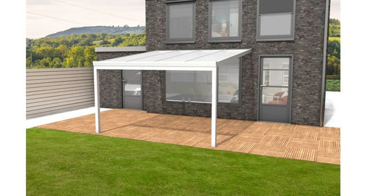 Aluminium Veranda Wit - Polycarbonaat Dak | YARD Outdoor 400x350 - Chique Buiten Leven - YARD Outdoor - Aluminium veranda