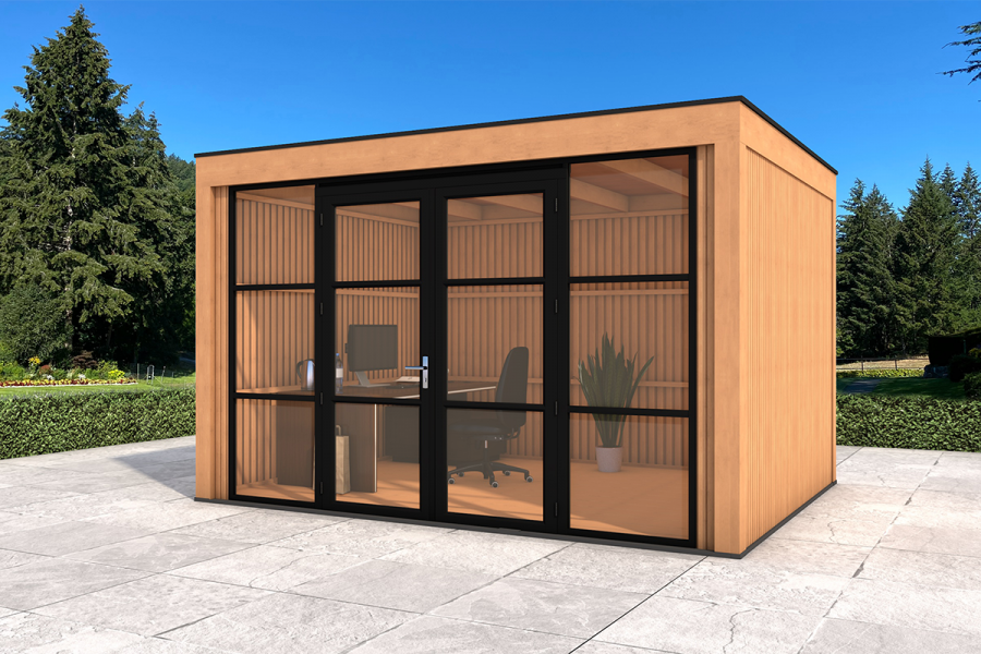 YARD Outdoor Aruba tuinkantoor 400x300 cm incl. isolatie en binnenvloer Douglas blank