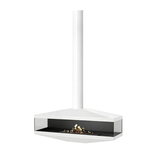 Aura Close Tube White See-Through Ceiling Fireplace 120 cm