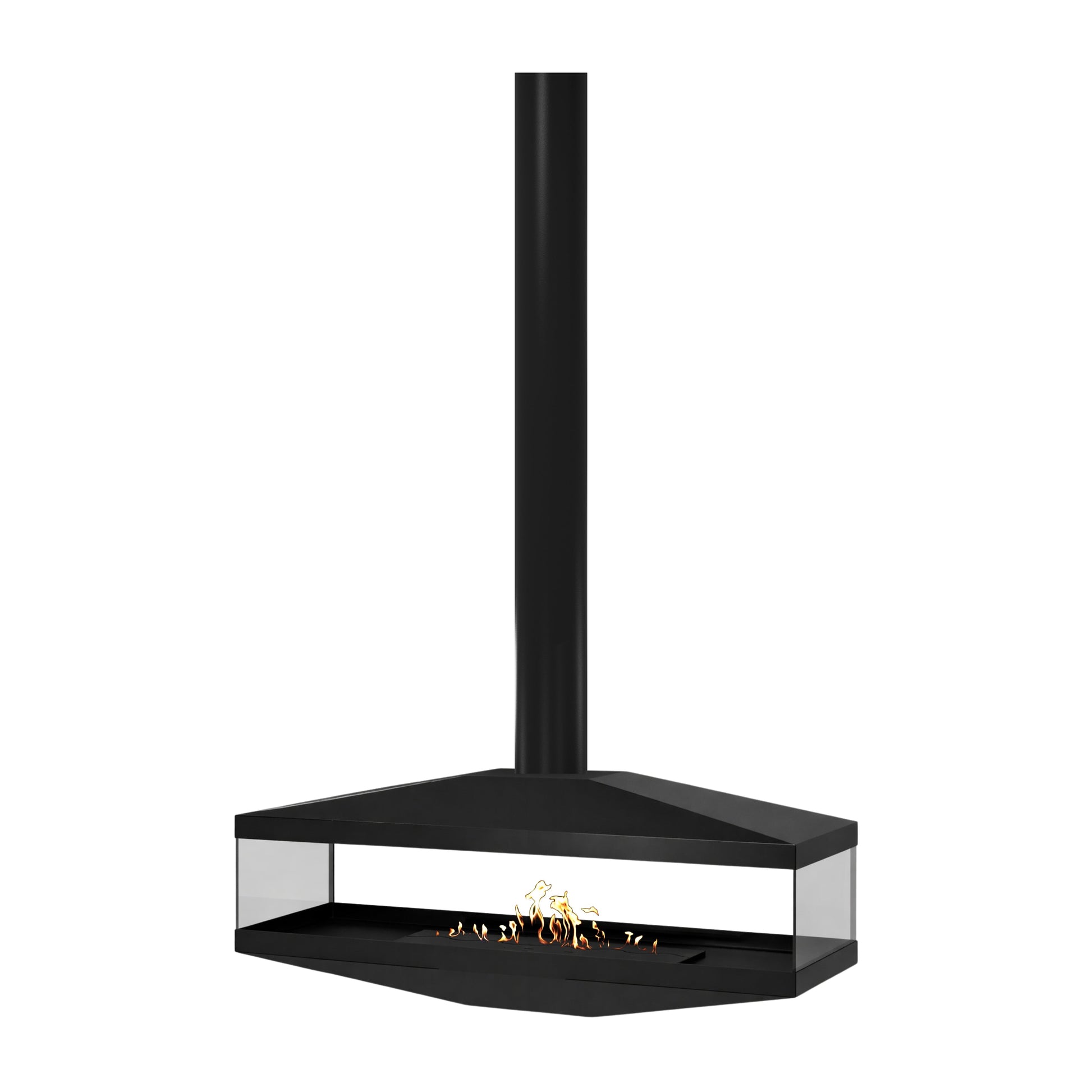 Aura Tube Black See-through Ceiling Fireplace 120 cm