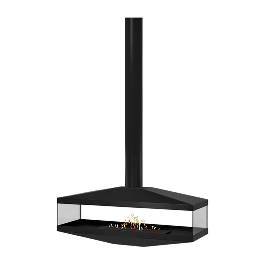 Aura Tube Black See-through Ceiling Fireplace 120 cm