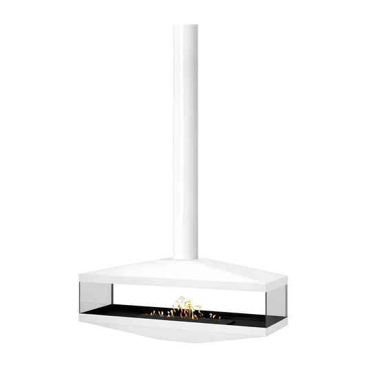 Aura Tube White See-Through Ceiling Fireplace 120 cm