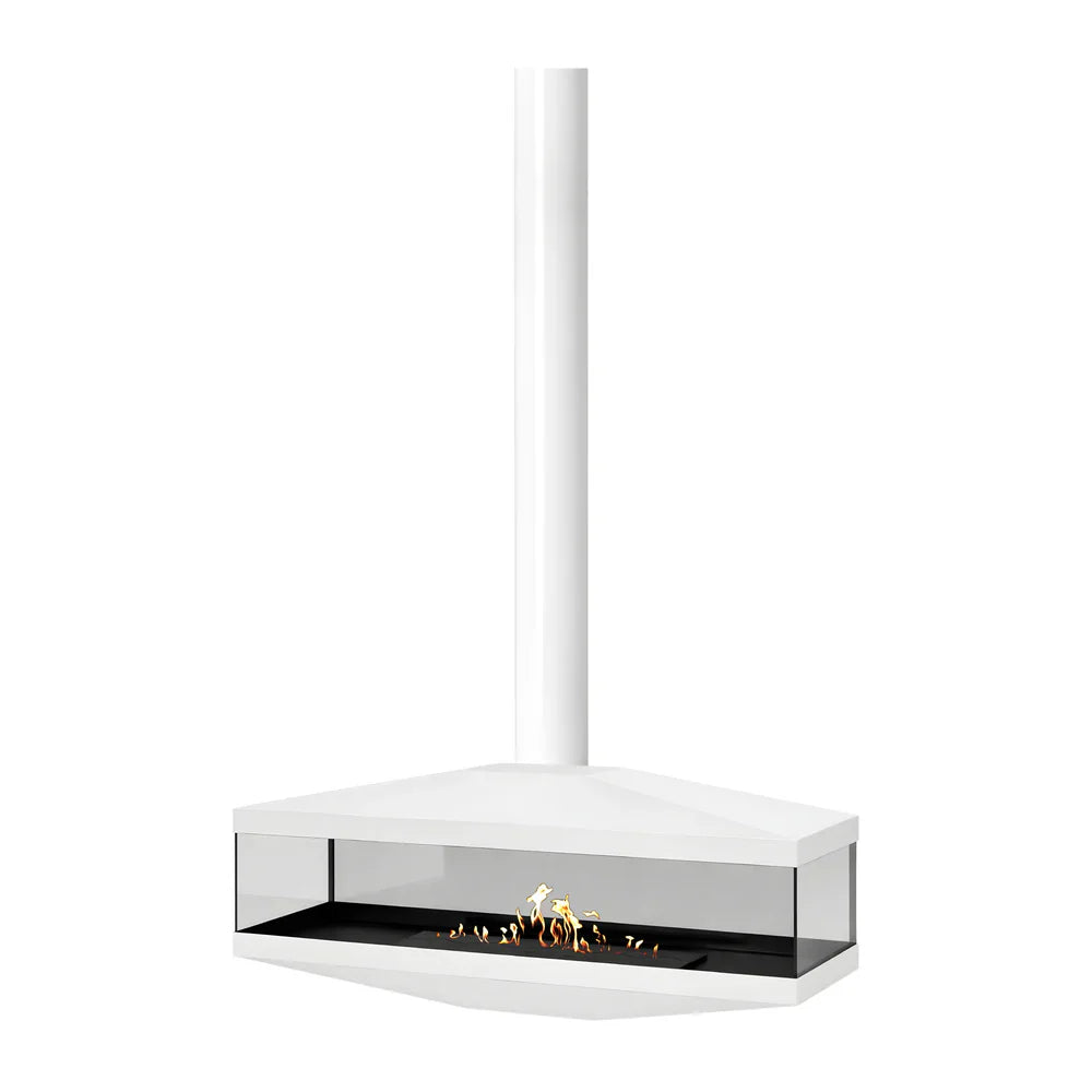 Aura Tube White See-Through Ceiling Fireplace 120 cm