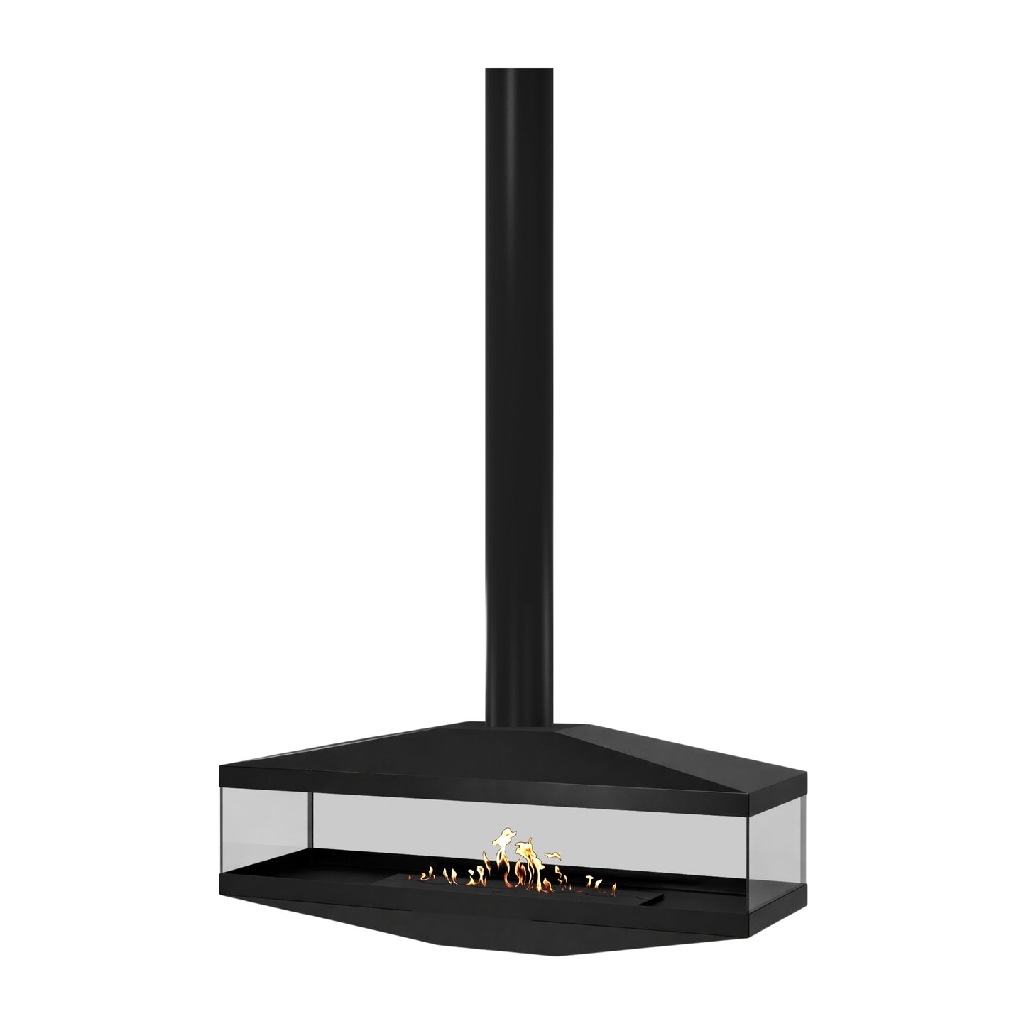Aura Tube Black See-through Ceiling Fireplace 120 cm