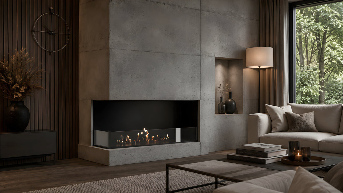Wild Flame Base bio-ethanol inbouw hoekhaard links 100 cm – sfeerfoto