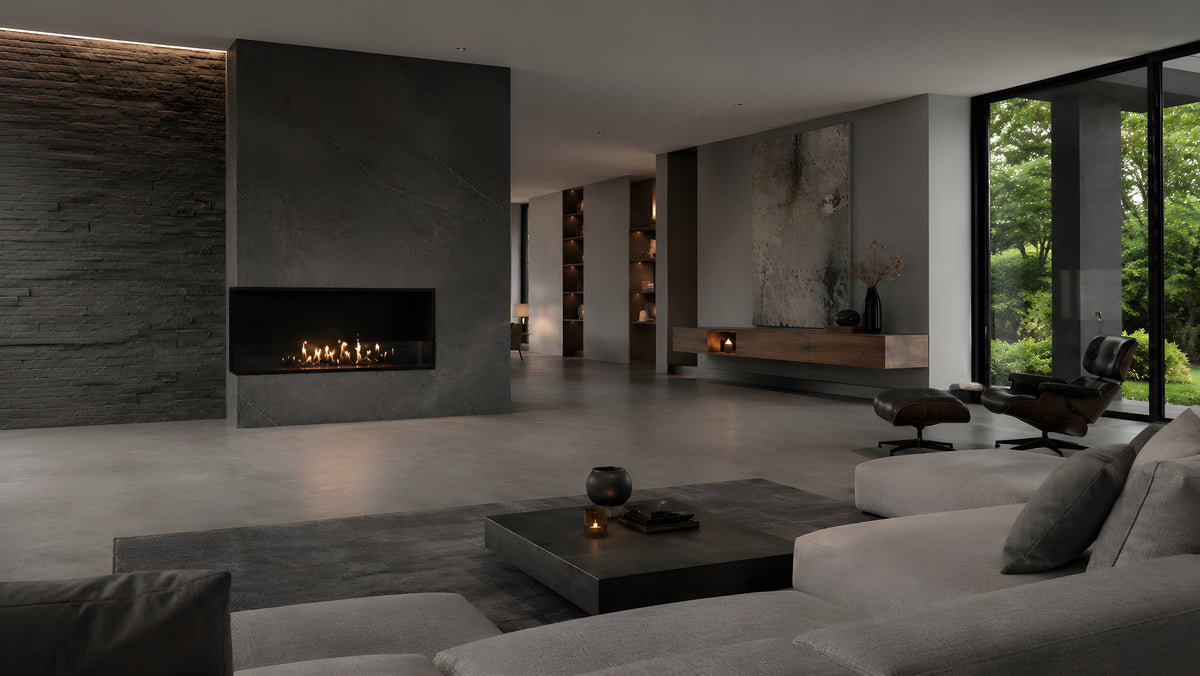 Wild Flame Base bio-ethanol inbouw hoekhaard links 110 cm – sfeerfoto