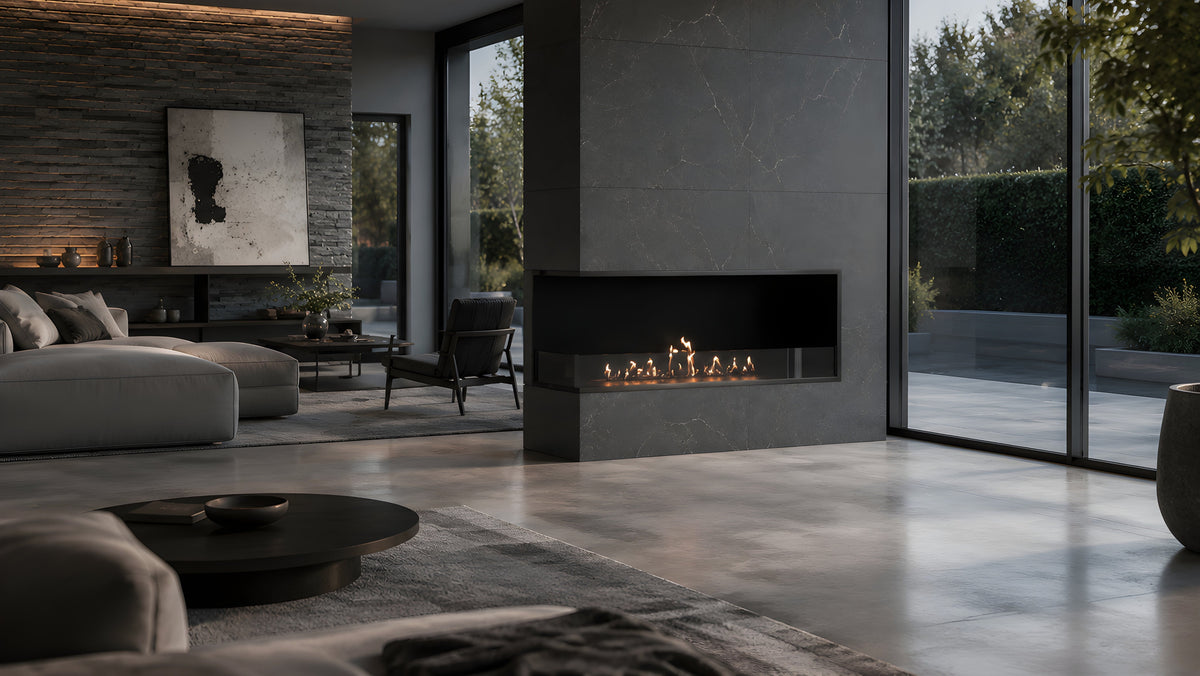 Wild Flame Base bio-ethanol inbouw hoekhaard links 120 cm – detailfoto