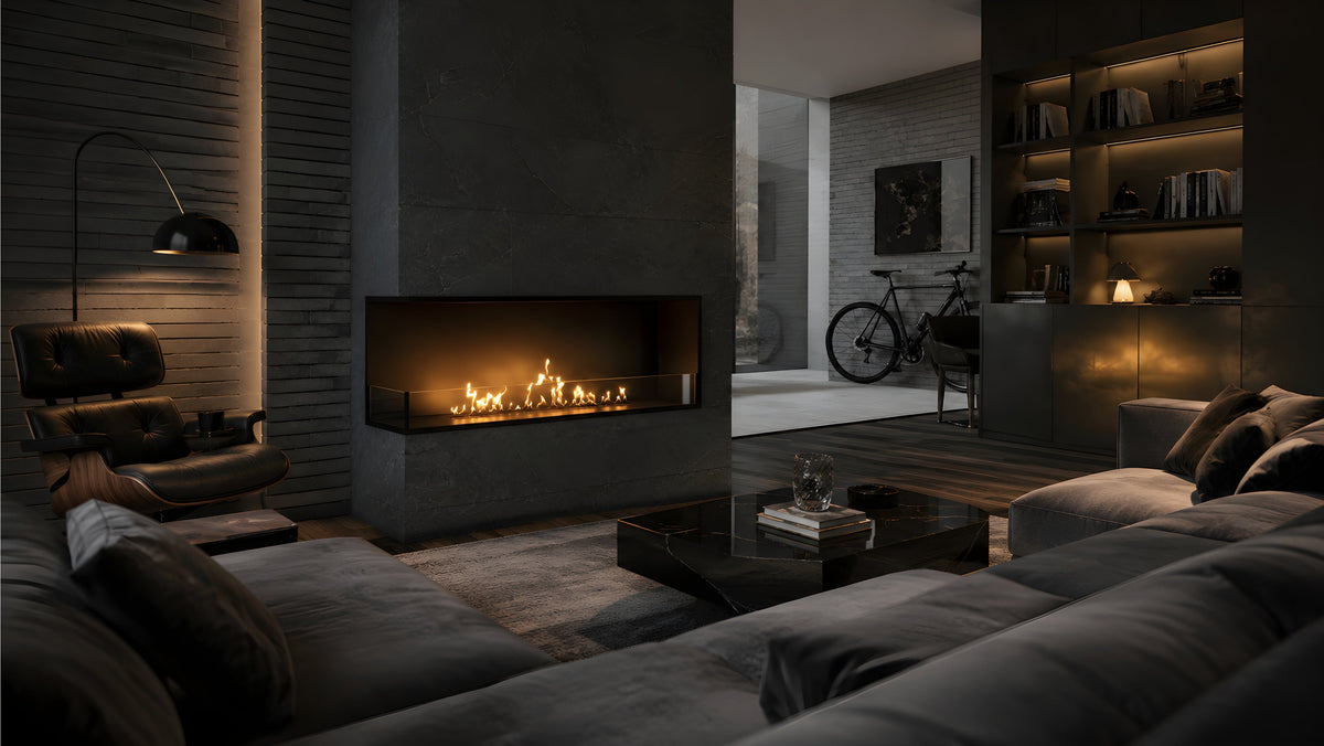 Wild Flame Base bio-ethanol inbouw hoekhaard links 130 cm – detailfoto
