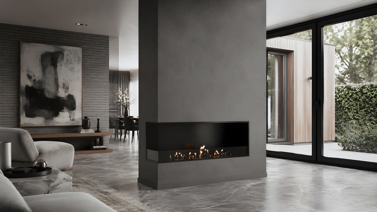 Wild Flame Base bio-ethanol inbouw hoekhaard links 150 cm – detailfoto