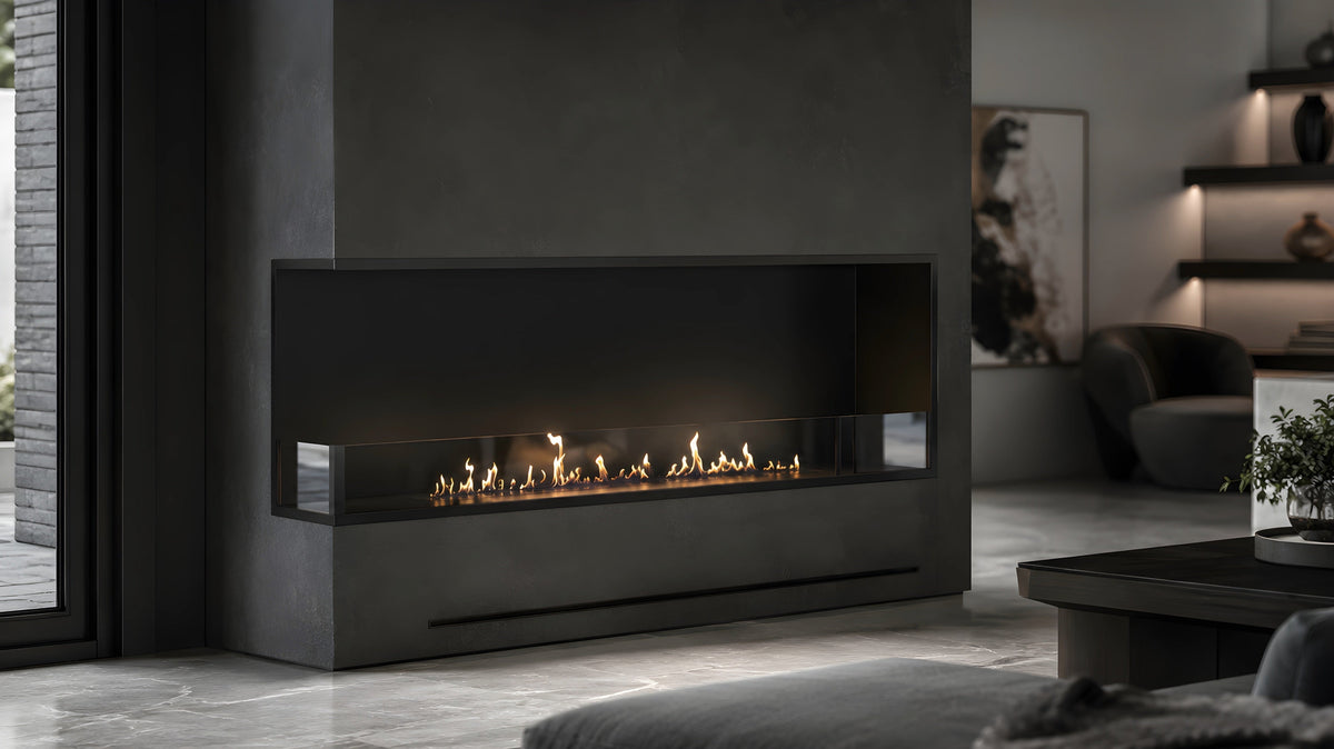 Wild Flame Base bio-ethanol inbouw hoekhaard links 150 cm – sfeerfoto