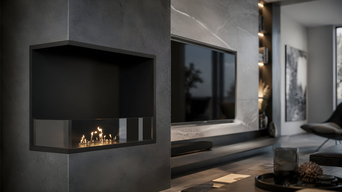Wild Flame Base bio-ethanol inbouw hoekhaard links 60 cm – sfeerfoto