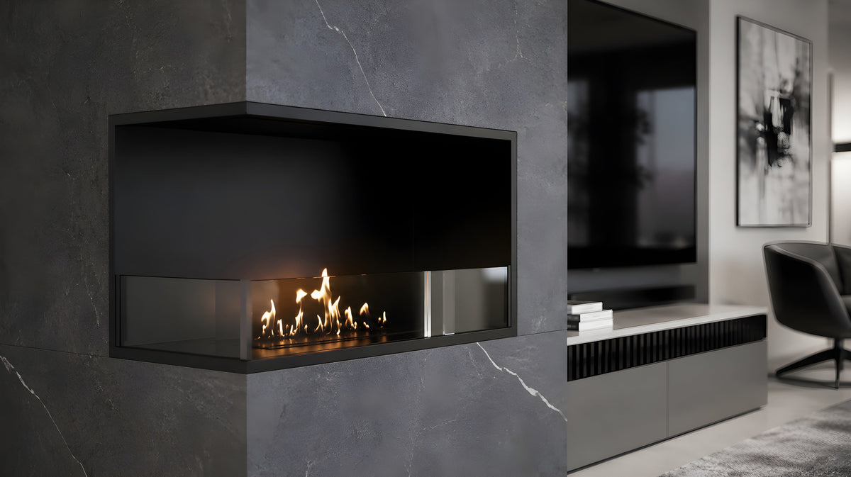 Wild Flame Base bio-ethanol inbouw hoekhaard links 70 cm – sfeerfoto