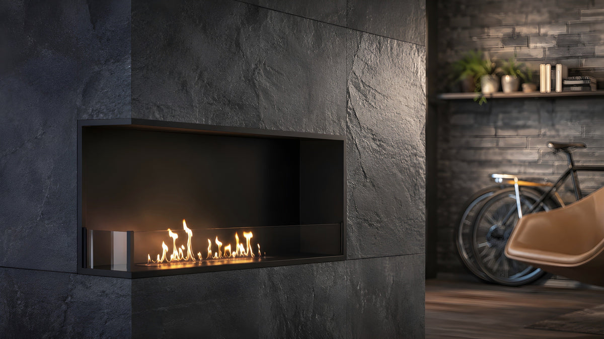 Wild Flame Base bio-ethanol inbouw hoekhaard links 80 cm – sfeerfoto