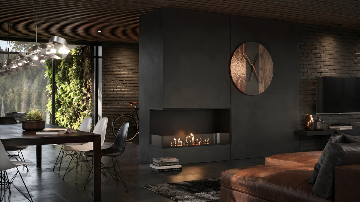 Wild Flame Base bio-ethanol inbouw hoekhaard links 90 cm – detailfoto