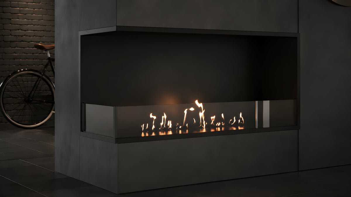 Wild Flame Base bio-ethanol inbouw hoekhaard links 90 cm – sfeerfoto