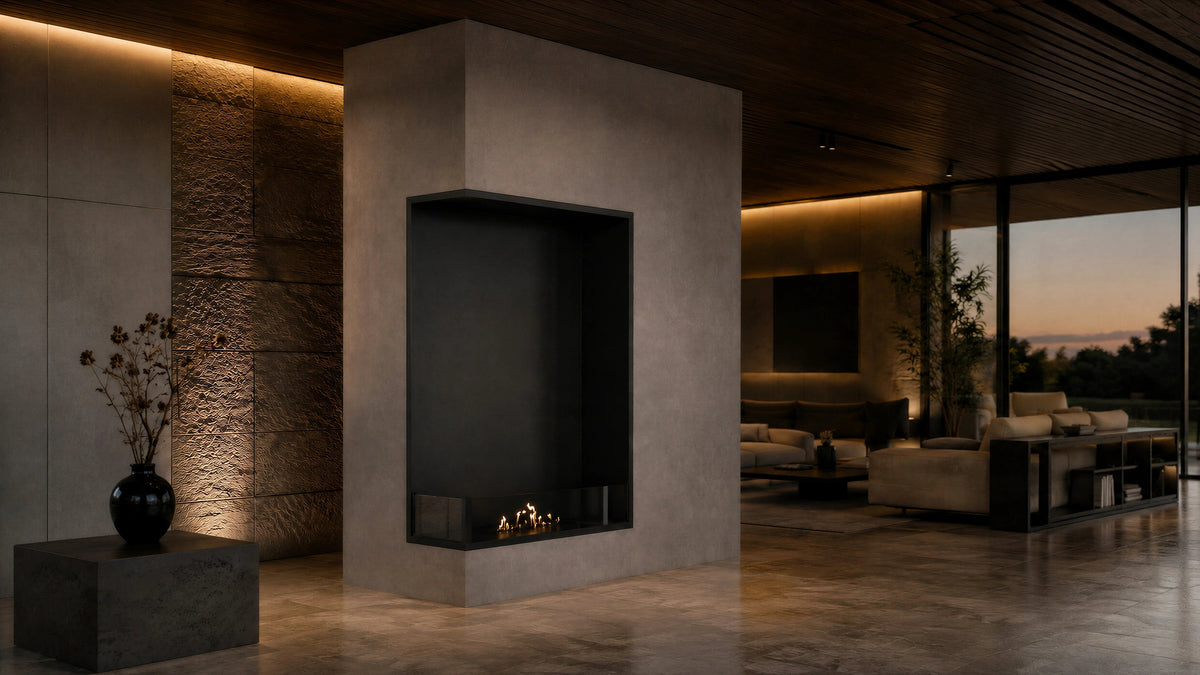 Wild Flame Base verticale bio-ethanol inbouw hoekhaard links 70 x 120 cm – detailfoto