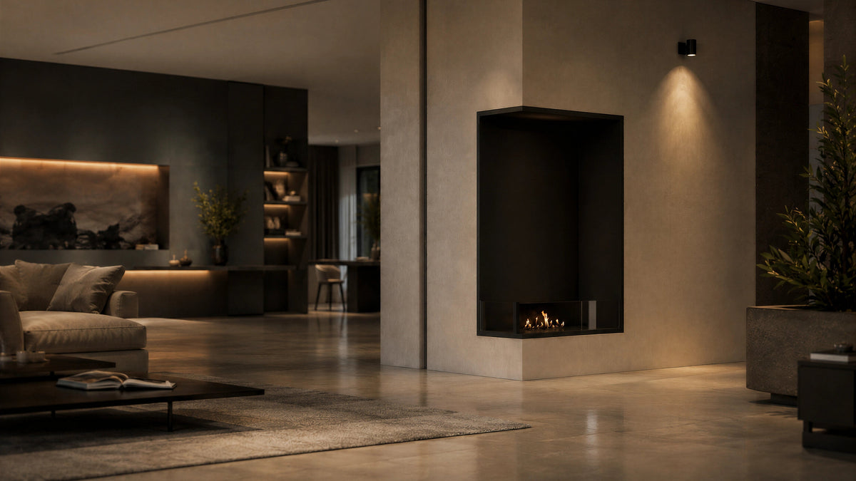 Wild Flame Base verticale bio-ethanol inbouw hoekhaard links 70 x 140 cm – detailfoto