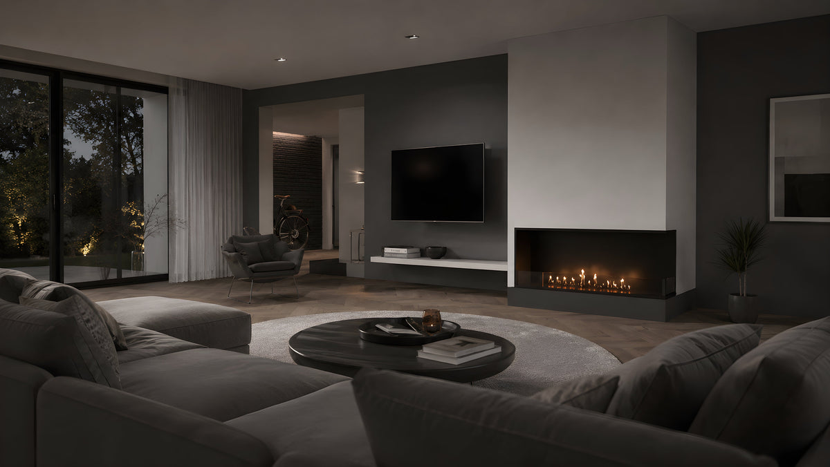 Wild Flame Base bio-ethanol inbouw hoekhaard rechts 110 cm – detailfoto