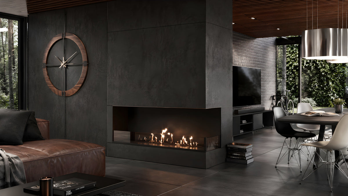 Wild Flame Base bio-ethanol inbouw hoekhaard rechts 120 cm – detailfoto