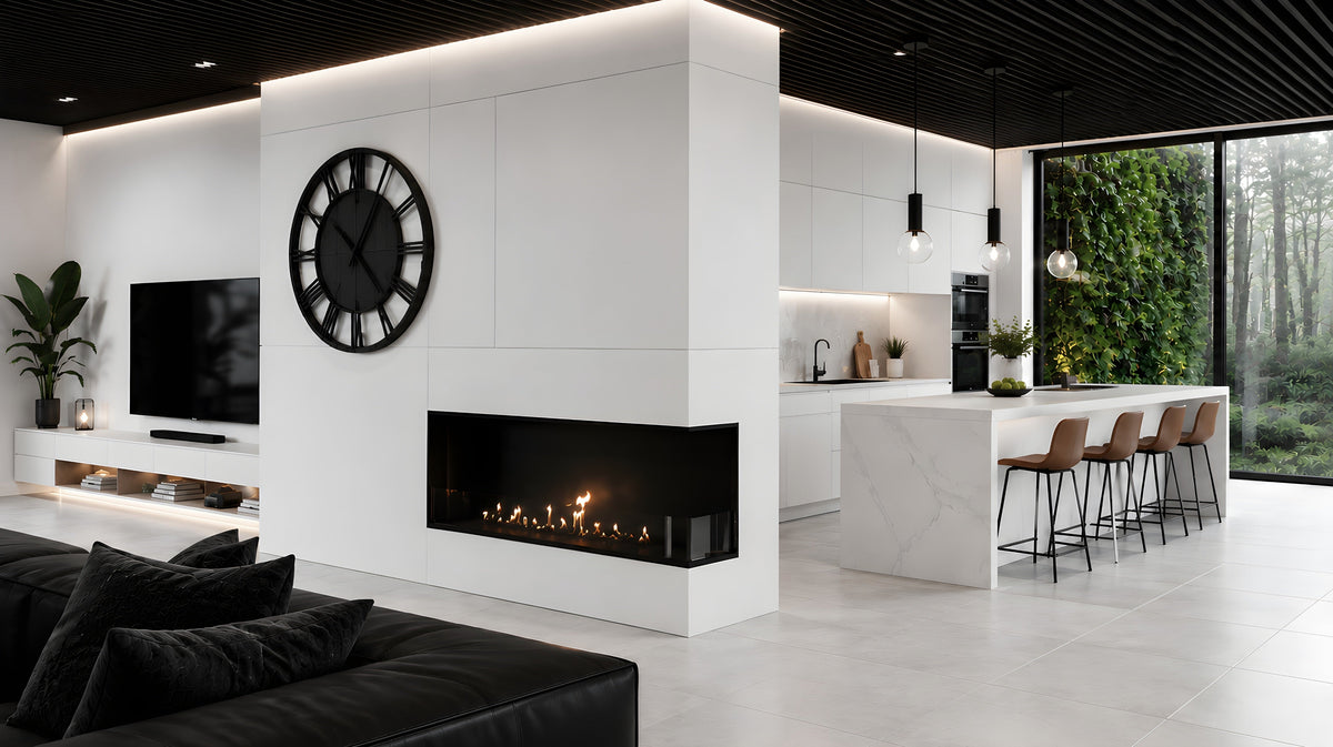 Wild Flame Base bio-ethanol inbouw hoekhaard rechts 130 cm – sfeerfoto